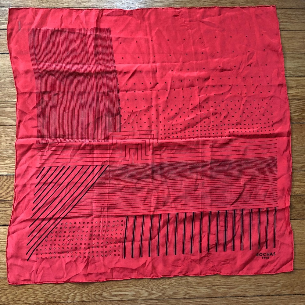 Rochas vintage red silk scarf